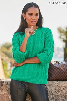 Sosandar Green Supersoft Cable Jumper (N62487) | AED305