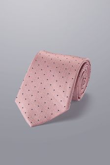 Charles Tyrwhitt Pink Spot Silk Stain Resistant Tie (N62596) | OMR18