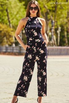 Sosandar Blue Halter Neck Cropped Jumpsuit (N62753) | $156