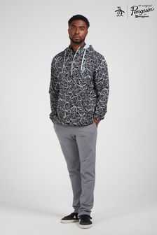 Original Penguin Golf Mens 1/4 Zip Trademark Printed Black Wind Jacket (N62806) | €118