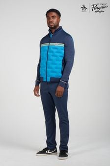 Original Penguin Golf Mens Blue Insulated Mixed Media 80s Primalot Block Vest (N62807) | $204