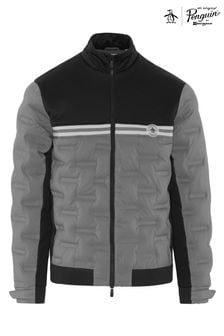 Original Penguin Golf Mens Insulated Mixed Media 80s Primalot Black Bomber Jacket (N62810) | €191