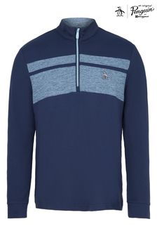 Original Penguin Golf Mens Blue Lightweight 1/4 zip Heritage Block Pullover Jacket (N62811) | €85