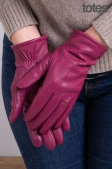 Totes Isotoner Three Point Leather Ladies Gloves