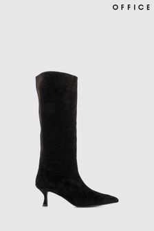 Office Black Suedette Kitten Heel Knee High Boot (N62945) | kr1,038