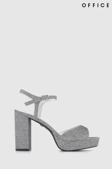 Office Silver Haven Glitter Platform Heeled Sandals (N62946) | €36