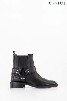 Office Black Leather Chelsea Boots With Lug Sole & Hardware (N62951) | $138