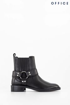 Office Leather Chelsea Boots With Lug Sole & Hardware
