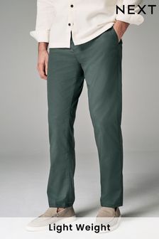 Green Straight Lightweight Stretch Chino Trousers (N63061) | 129 SAR