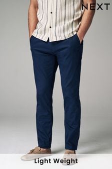 כחול כהה - גזרה צרה - מכנסי צ'ינו מבד קליל ונמתח (N63063) | ‏86 ‏₪