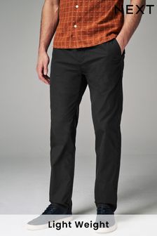 Black Straight Lightweight Stretch Chino Trousers (N63065) | SGD 44