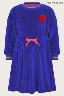 Bleu - Robe Monsoon velours nouée à la taille (N63088) | €16 - €19
