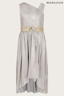 Monsoon Grey Asymmetric Foil Party Dress (N63100) | €87 - €95