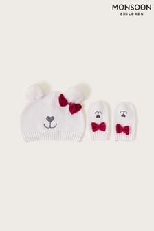 Monsoon Natural Baby Marie Bow Hat and Gloves Set (N63121) | €12