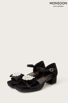 Monsoon Black Platform Velvet Sandals (N63178) | $52 - $56