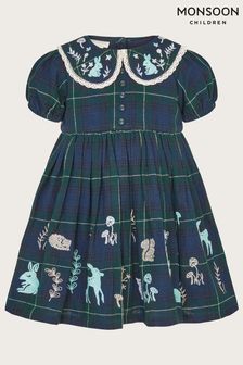 Monsoon Kariertes Baby-Kleid mit Stickerei (N63191) | 26 € - 29 €