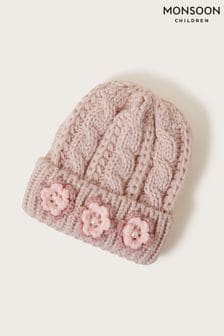 Monsoon Natural Crochet Flower Beanie Hat (N63199) | €9