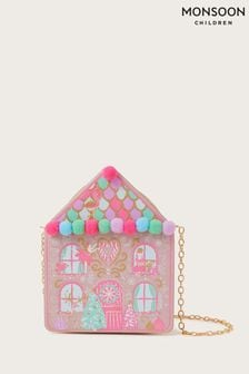Różowa torba świąteczna Monsoon z motywem domku z piernika (N63212) | 100 zł