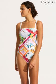 Seafolly Pink Collective V-Neck Crossback Recycled Nylon Stretch Swimsuit (N63268) | 924 SAR