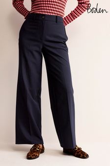 Синий - брюки из саржи из шерсти Boden Westbourne (N63299) | €92