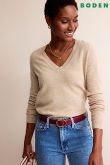 Boden Natural Eva Cashmere V-Neck Jumper (N63313) | NT$6,050