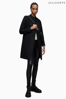AllSaints Black Sidney Coat (N63521) | OMR155
