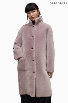 AllSaints Pink Serra Shearling Coat (N63524) | SGD 1,933