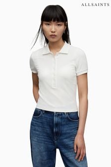 AllSaints White Hallie Polo Shirt (N63546) | SGD 87