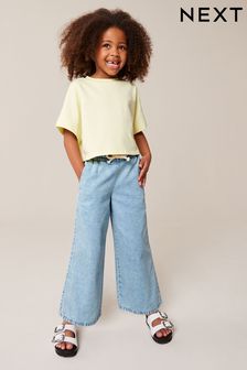 Blue Denim Pull-On Wide Leg Jeans (3-16yrs) (N63550) | KRW29,900 - KRW40,600