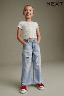 藍色單寧 - 寬褲管牛仔褲 (3-16歲) (N63551) | NT$710 - NT$930