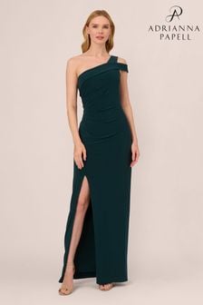 Adrianna Papell Green One Shoulder Jersey Gown (N63730) | €108