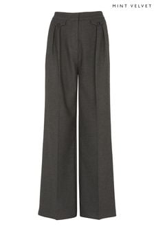 Mint Velvet Grey Dark Grey Pleat Wide Trousers (N63833) | €68