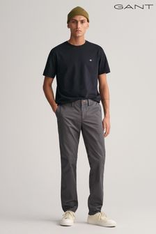 GANT Slim Fit Grey Twill Trousers (N63834) | 495 QAR