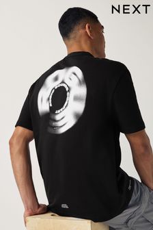 Black/White Relaxed Fit Back Print Graphic T-Shirt (N63952) | 89 QAR