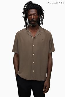 AllSaints Brown Venice Short Sleeve Shirt (N64050) | 440 QAR