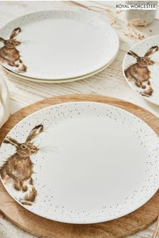 Royal Worcester White Wrendale Designs Hare Set of 4 Coupe Plates (N64255) | €98