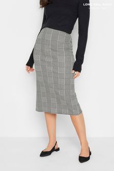 Long Tall Sally Black Mono Check Midi Skirt (N64273) | CA$94