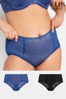 Yours Curve Blue Animal Jacquard Shorts 2 Pack (N64333) | 48 SAR