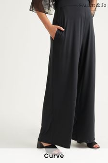 Scarlett & Jo Black chrome Bette Wide Leg Trousers (N64367) | KRW85,400