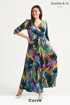 Черный с разноцветным принтом - Платье макси Scarlett & Jo Verity (N64371) | €172