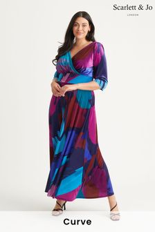 Пурпурный и синий с разноцветным принтом - Платье макси Scarlett & Jo Verity (N64372) | €172