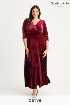 Scarlett & Jo Burgundy Red Verity Velvet Maxi Gown (N64374) | kr1,558
