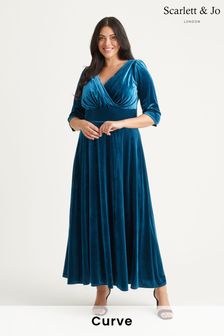 Сине-зеленый - Бархатный платье макси Scarlett & Jo Verity (N64400) | €159