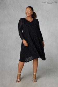 Live Unlimited Curve - Черное платье асимметричной длины с выжженным принтом "зебра" (N64490) | €105