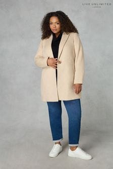 Live Unlimited Curve - Natural Wool Blend Short Tailored Coat (N64521) | $393