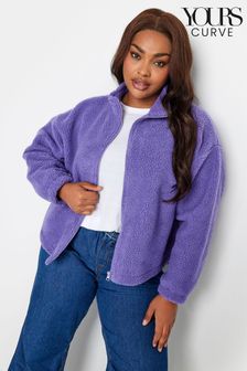 Yours Curve Purple Borg Cropped Jacket (N64569) | €17
