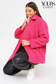 Yours Curve Pink Teddy Jacket (N64573) | $51