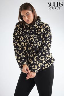 Yours Curve Black Leopard Half Zip Fleece (N64575) | €50