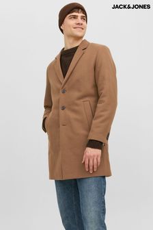 JACK & JONES Light Brown Tailored Smart Wool Coat (N64592) | €72