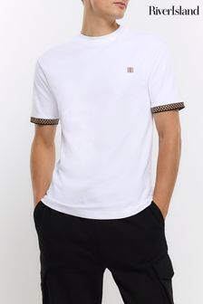 River Island White Muscle Fit Ringer T-Shirt (N64627) | 125 zł